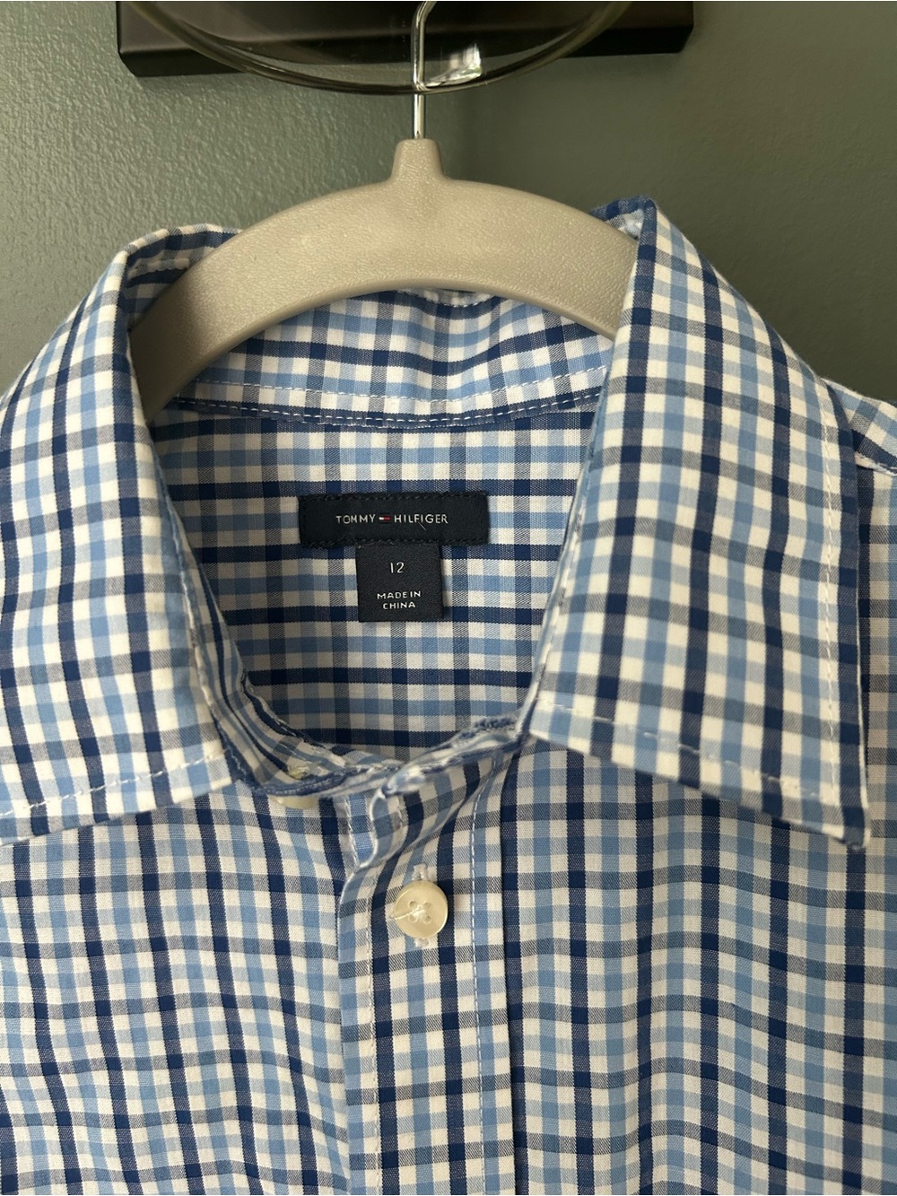 Tommy Hilfiger Blue Check Boy’s size 12 Button-Down Shirt